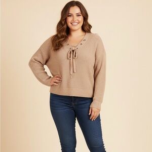 Divided Tan V-Neck Sweater